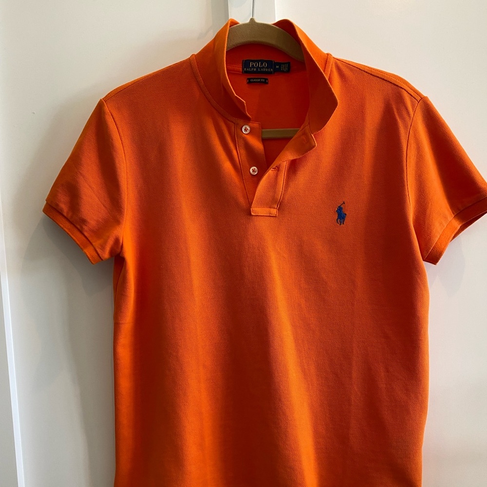 Nearly new Ralph Lauren Polo shirt. Size Medium, Classic Fit, Orange.